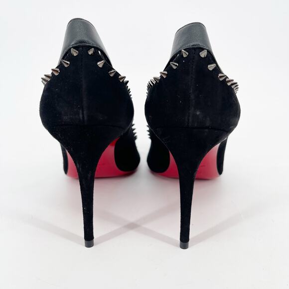 Christian Louboutin Duvette Spikes 85 Black Leather Pointed Toe Pumps EU 40.5 - Picture 8 of 11
